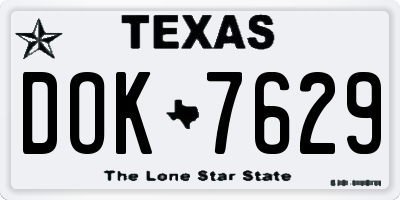 TX license plate DOK7629
