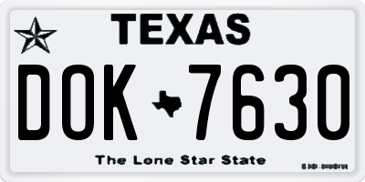 TX license plate DOK7630