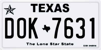 TX license plate DOK7631