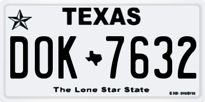 TX license plate DOK7632