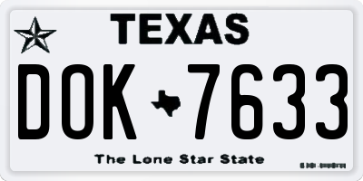 TX license plate DOK7633