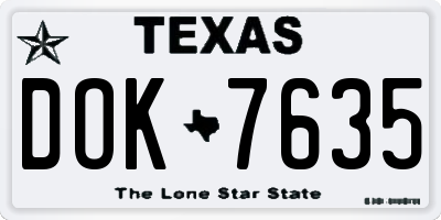TX license plate DOK7635