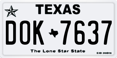 TX license plate DOK7637