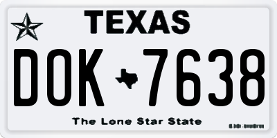 TX license plate DOK7638