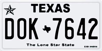TX license plate DOK7642