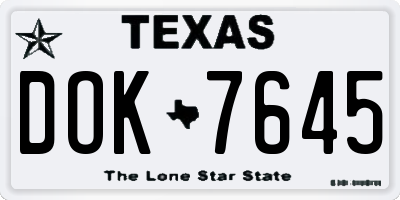 TX license plate DOK7645