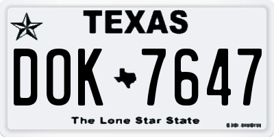 TX license plate DOK7647
