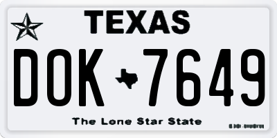 TX license plate DOK7649