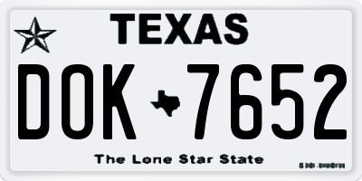 TX license plate DOK7652