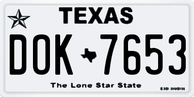 TX license plate DOK7653