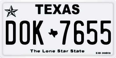 TX license plate DOK7655