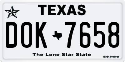 TX license plate DOK7658