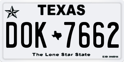 TX license plate DOK7662