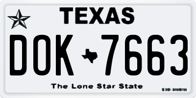 TX license plate DOK7663