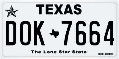 TX license plate DOK7664