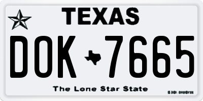 TX license plate DOK7665