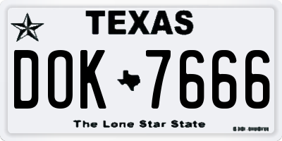 TX license plate DOK7666