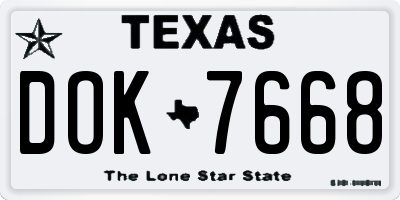 TX license plate DOK7668