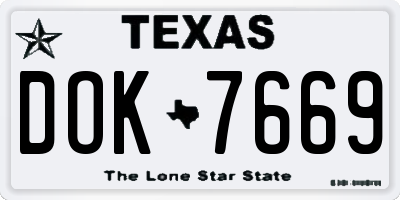 TX license plate DOK7669