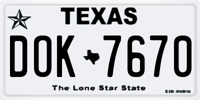 TX license plate DOK7670