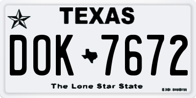 TX license plate DOK7672