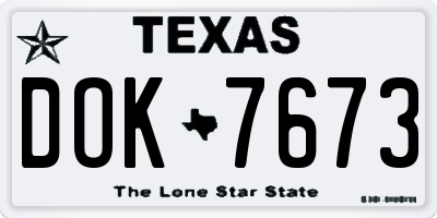 TX license plate DOK7673