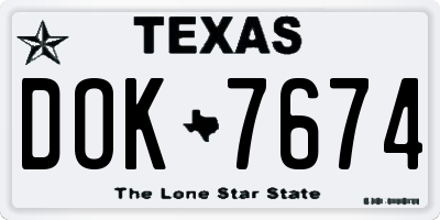 TX license plate DOK7674