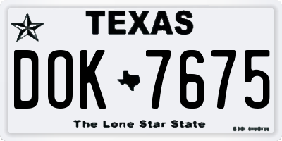 TX license plate DOK7675