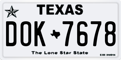 TX license plate DOK7678