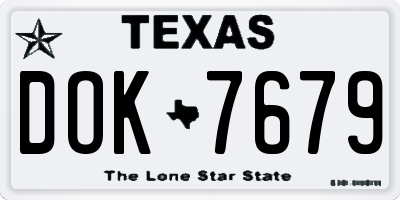 TX license plate DOK7679