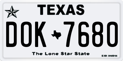 TX license plate DOK7680