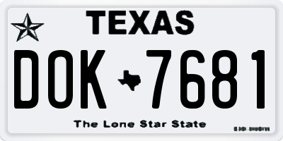 TX license plate DOK7681