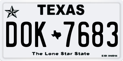 TX license plate DOK7683