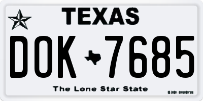 TX license plate DOK7685
