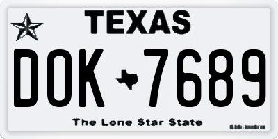 TX license plate DOK7689