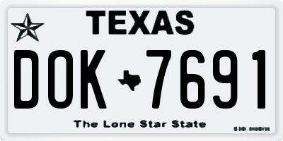 TX license plate DOK7691