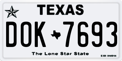 TX license plate DOK7693