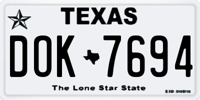 TX license plate DOK7694