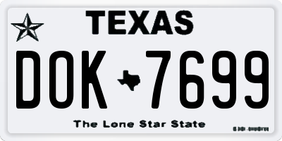 TX license plate DOK7699