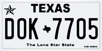 TX license plate DOK7705