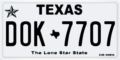 TX license plate DOK7707