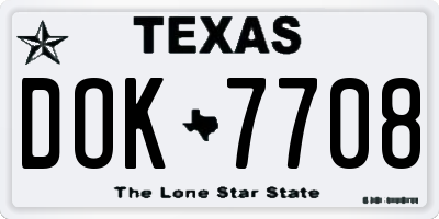 TX license plate DOK7708