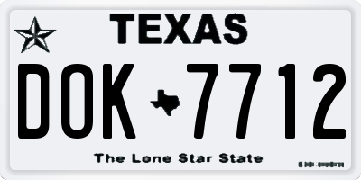 TX license plate DOK7712