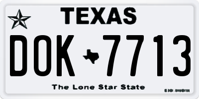 TX license plate DOK7713