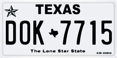 TX license plate DOK7715