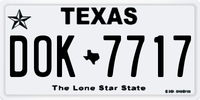 TX license plate DOK7717