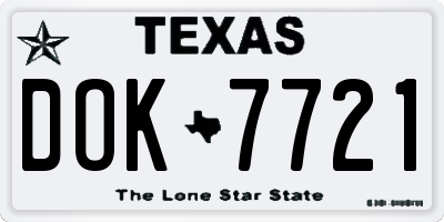 TX license plate DOK7721