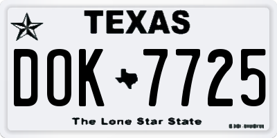 TX license plate DOK7725