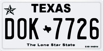TX license plate DOK7726