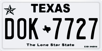 TX license plate DOK7727